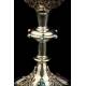 Antique Solid-Silver Chalice with Turquoises and Enamels. France, 19th Century