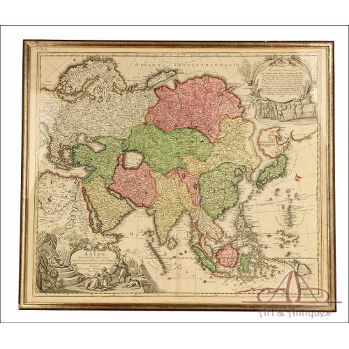 Antique Map of Asia by Johann Baptist Homann. Germany, 1730