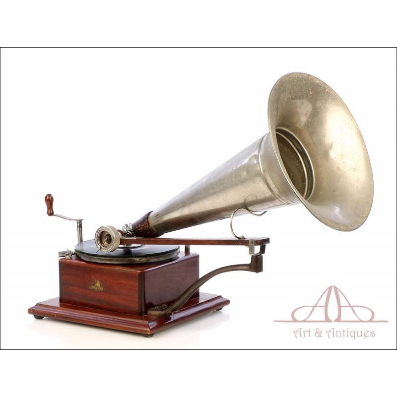 Antiguo Gramófono Berliner. Extraordinario. Funcionando. Modelo 3. Francia, Circa 1895.
