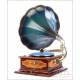 Antique Odeon Gramophone - Phonograph. Inlaid Decoration. Germany, Circa 1915