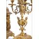 Antique French Bronze Clock and Candelabra Set. France, Circa 1900