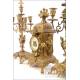 Antique French Bronze Clock and Candelabra Set. France, Circa 1900