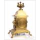 Antique French Bronze Clock and Candelabra Set. France, Circa 1900