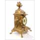 Antique French Bronze Clock and Candelabra Set. France, Circa 1900