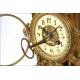 Antiguo Reloj de Bronce Francés con Candelabros. Conjunto. Francia, Circa 1900