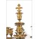 Antique French Bronze Clock and Candelabra Set. France, Circa 1900