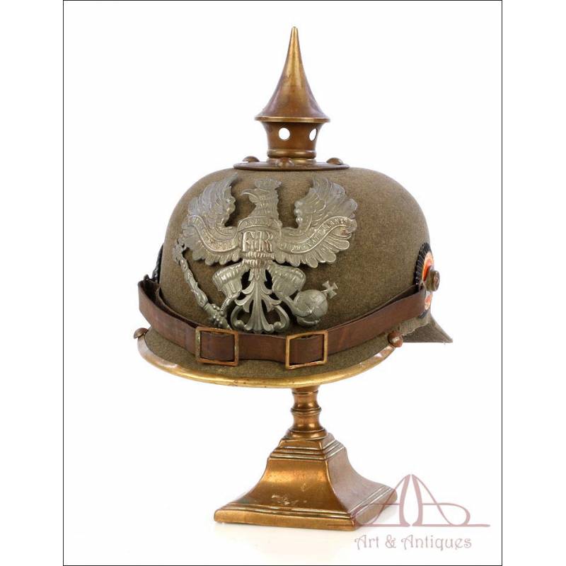 Casco Pickelhaube Ersatz de Fieltro del Ejército Imperial Prusiano. 1914