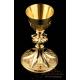 Antique Gilt Solid Silver Chalice with Cabochons. France, 19th Century