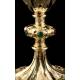 Antique Gilt Solid Silver Chalice with Cabochons. France, 19th Century