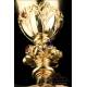 Antique Gilt Solid Silver Chalice with Cabochons. France, 19th Century