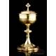 Antique Gilded Solid Silver Ciborium with Three Medallions. France, 19th Century