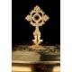 Antique Gilded Solid Silver Ciborium with Three Medallions. France, 19th Century