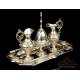 Antique Solid-Silver Liturgical Cruet Set with Bell. Barcelona, Spain, 19th Century