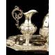 Antique Solid-Silver Liturgical Cruet Set with Bell. Barcelona, Spain, 19th Century