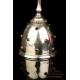 Antique Solid-Silver Liturgical Cruet Set with Bell. Barcelona, Spain, 19th Century