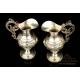 Antique Solid-Silver Liturgical Cruet Set with Bell. Barcelona, Spain, 19th Century