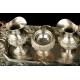 Antique Solid-Silver Liturgical Cruet Set with Bell. Barcelona, Spain, 19th Century