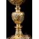Antique Gold-Plated Metal and Brass Chalice. Probably Spanish, Early 20th Century