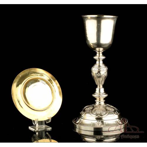 Antique Solid-Silver Chalice and Paten. France, Circa 1900