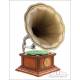 Antique German or Austrian Horn Gramophone-Phonograph. Circa 1915