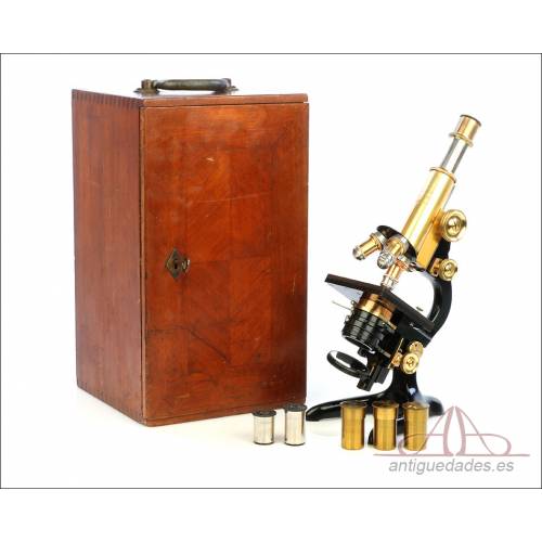 Antiguo Microscopio E. Leitz Wetzlar. Extraordinario. Alemania, 1911