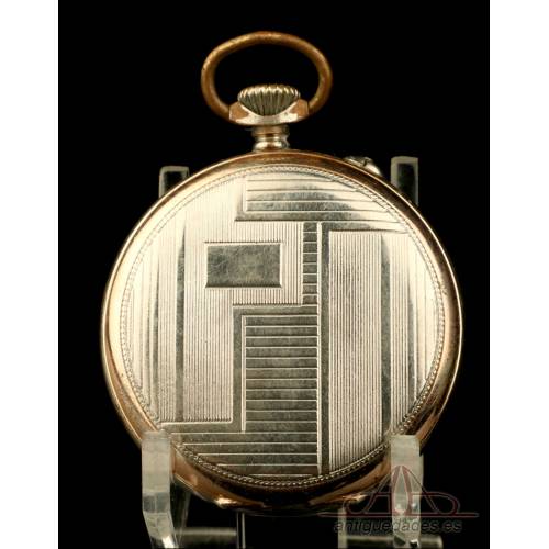 Precioso Reloj de Bolsillo Antiguo Junghans, de Estilo Art Déco. Alemania, Circa 1920