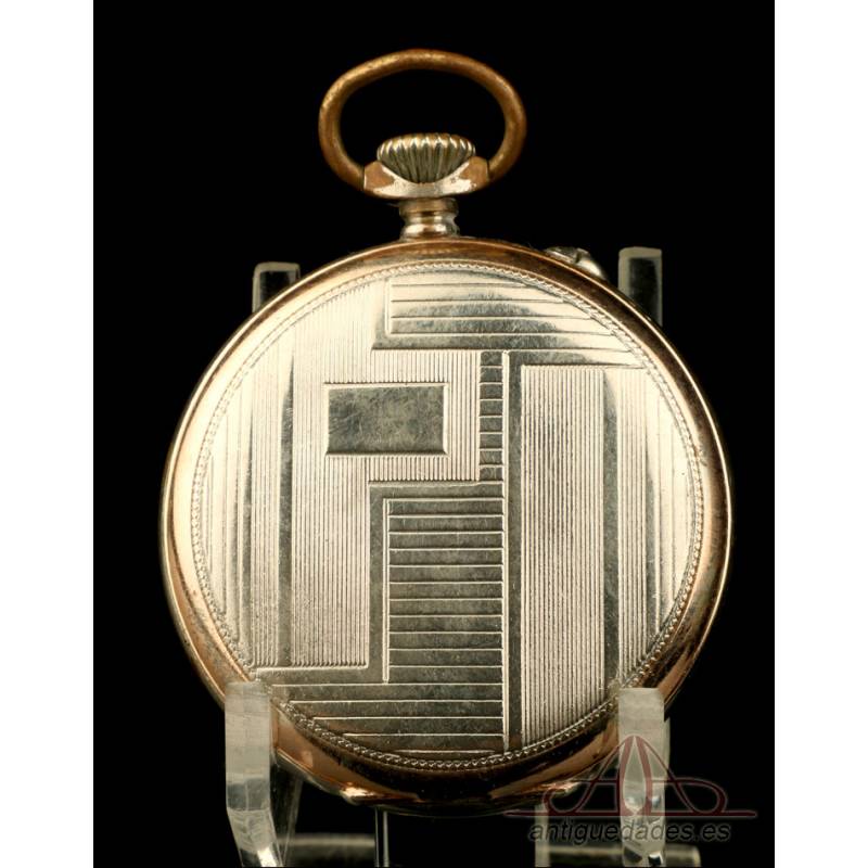 Precioso Reloj de Bolsillo Antiguo Junghans, de Estilo Art Déco. Alemania, Circa 1920