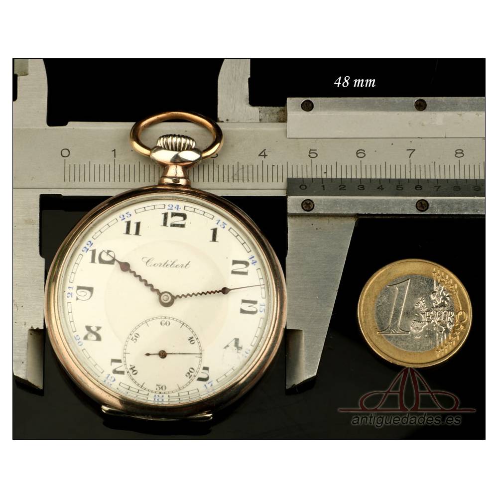 reloj de bolsillo en plata de suiza, funcionando y circa 1900