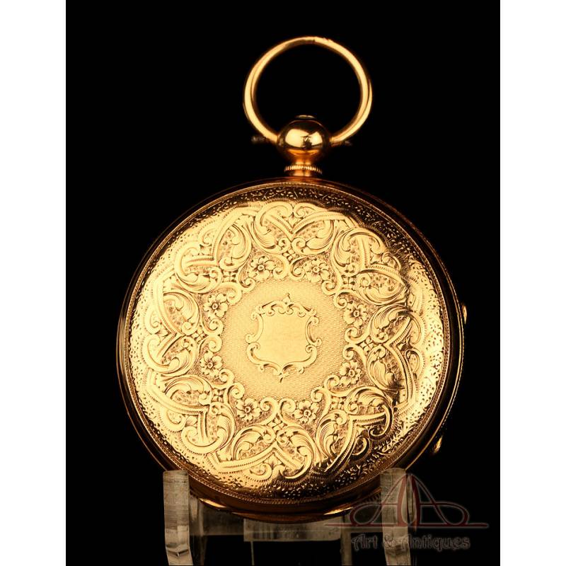 Fantástico Reloj de Bolsillo Antiguo en Oro de 18K. William Bent. Londres,  1875