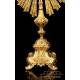 Antique Bejeweled Gold-Plated Metal Monstrance. Early 20th Century