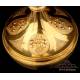 Antique Gilded Silver and Metal Chalice. Paten. France, Circa 1900