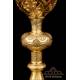 Antique Gilded Silver and Metal Chalice. Paten. France, Circa 1900