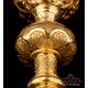 Antique Gilded Silver and Metal Chalice. Paten. France, Circa 1900