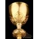 Antique Gilded Silver and Metal Chalice. Paten. France, Circa 1900