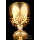 Antique Gilded Silver and Metal Chalice. Paten. France, Circa 1900