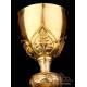 Antique Gilded Silver and Metal Chalice. Paten. France, Circa 1900