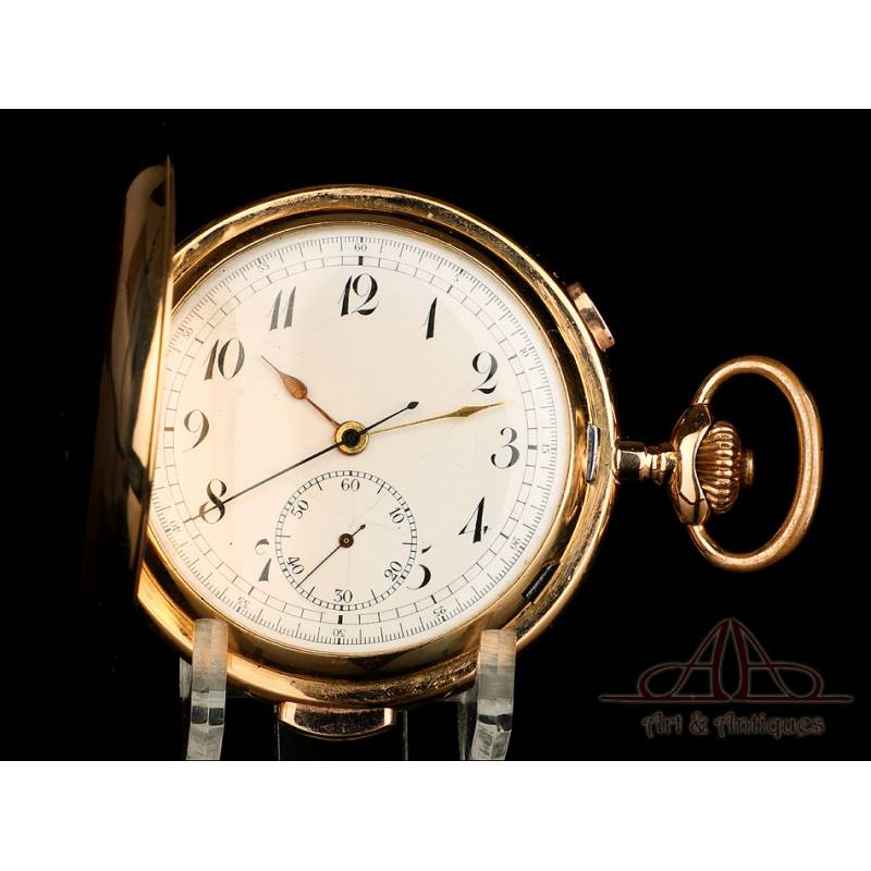 Antiguo Reloj de Bolsillo de Oro 18K con Sonería a Minutos. Suiza, Circa 1900