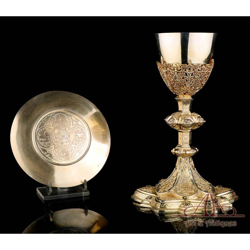 Antique Gold-Plated Silver Chalice. France, 19th Century