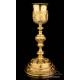 Extraordinary Antique Gilded Chalice and Paten. France, 19th Century