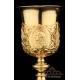 Extraordinary Antique Gilded Chalice and Paten. France, 19th Century