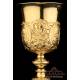 Extraordinary Antique Gilded Chalice and Paten. France, 19th Century