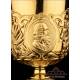 Extraordinary Antique Gilded Chalice and Paten. France, 19th Century