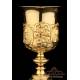 Extraordinary Antique Gilded Chalice and Paten. France, 19th Century