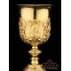 Extraordinary Antique Gilded Chalice and Paten. France, 19th Century