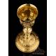 Extraordinary Antique Gilded Chalice and Paten. France, 19th Century