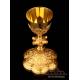 Antique Neo Gothic Chalice and Paten. Gold-Plated Silver and Metal. Spain, 1898