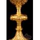 Antique Neo Gothic Chalice and Paten. Gold-Plated Silver and Metal. Spain, 1898