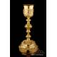 Amazing Antique Gold-Plated Silver Chalice and Paten. France, 19th Century