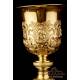 Amazing Antique Gold-Plated Silver Chalice and Paten. France, 19th Century