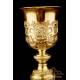 Amazing Antique Gold-Plated Silver Chalice and Paten. France, 19th Century